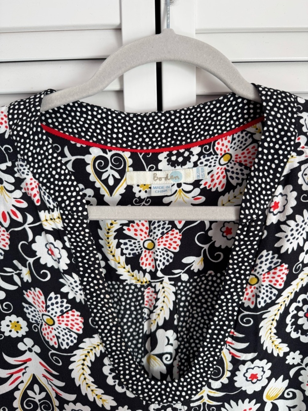 Boden Mollie Floral Paisley Polka Dot V-Neck Tunic Dress Boho Size 16 (XL) - Picture 5 of 9
